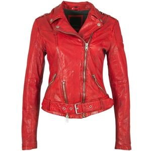 NWT! Mauritius Wild RF Leather Jacket, Lipstick Red Size L